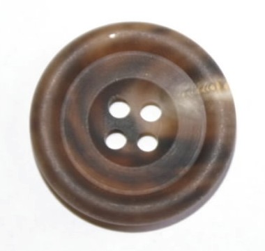 4 Hole Horn Button 30L/19mm Col 7½. DARK FAWN - Click Image to Close