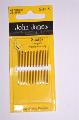 John James Domestic Sharps Needles (20) Size 8 - Click Image to Close