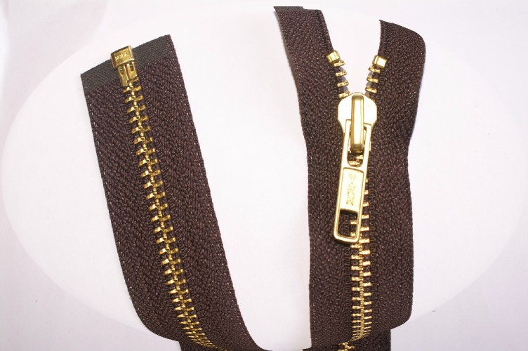 56cms/22" Open-Ended Antique Gold Colour Zip - Click Image to Close