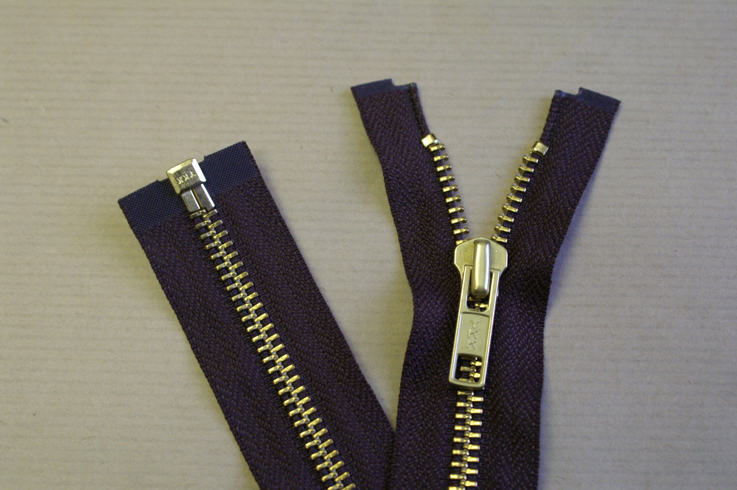 66cms/26" Open-Ended Golden Brass Zip