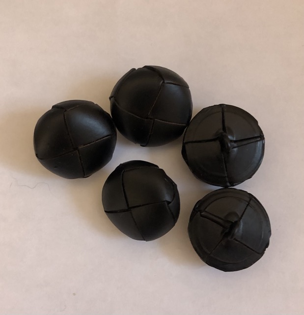 Very Dark Brown Leather Buttons 20mm - Click Image to Close