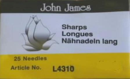 John James Sharps. Envelope 25 Needles. Size 10